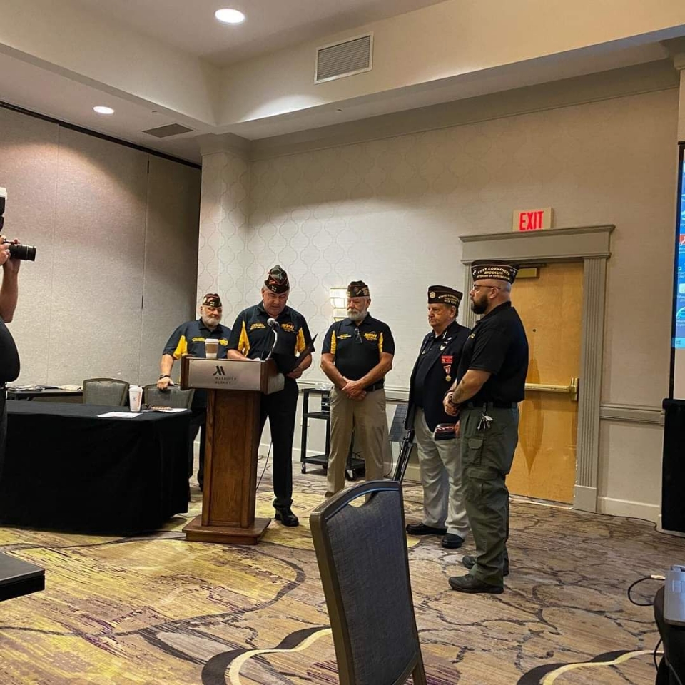 Our Commander receiving All-American & All-State Post Commander recognition during State OTI in Albany, NY.